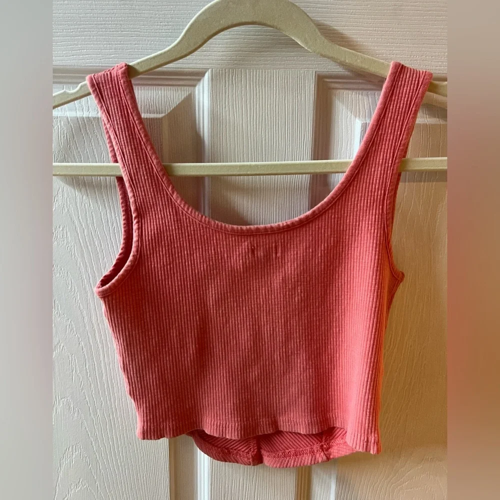 Aerie Coral Ribbed Crop Top - Picture 3 of 5